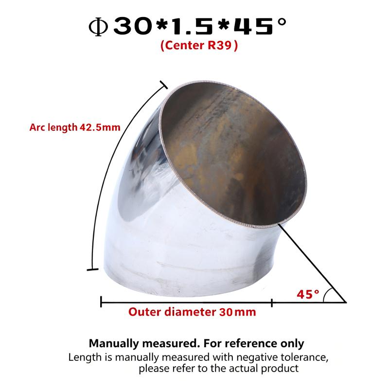 45° Weld Elbow Corrosion Resistant 304 Stainless Steel Butt Weld Pipe Fitting 16-80mm OD for Gas Pipelines