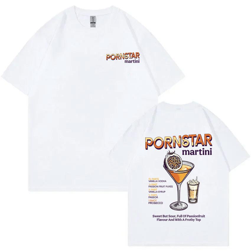 Забавная футболка с графикой коктейля Pornstar Martini для мужчин и женщин, винтажная, оверсайз, уличная, унисекс, из мягкого хлопка, с коротким рукавом