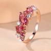 Elegant Beauty Geometric Rose Red Zircon Rings for Women Rose Gold Color Wedding Band Fine Jewelry Gift