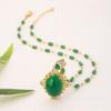 Изумрудное ожерелье женское ретро этнический стиль темперамент кулон из нефрита Хэтянь изысканная цепочка на ключицу