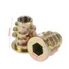 50Pcs Hex Drive Threaded Inserts Zinc Alloy Wood Insert Nuts Hex Drive Head Nuts  Threaded for Wood