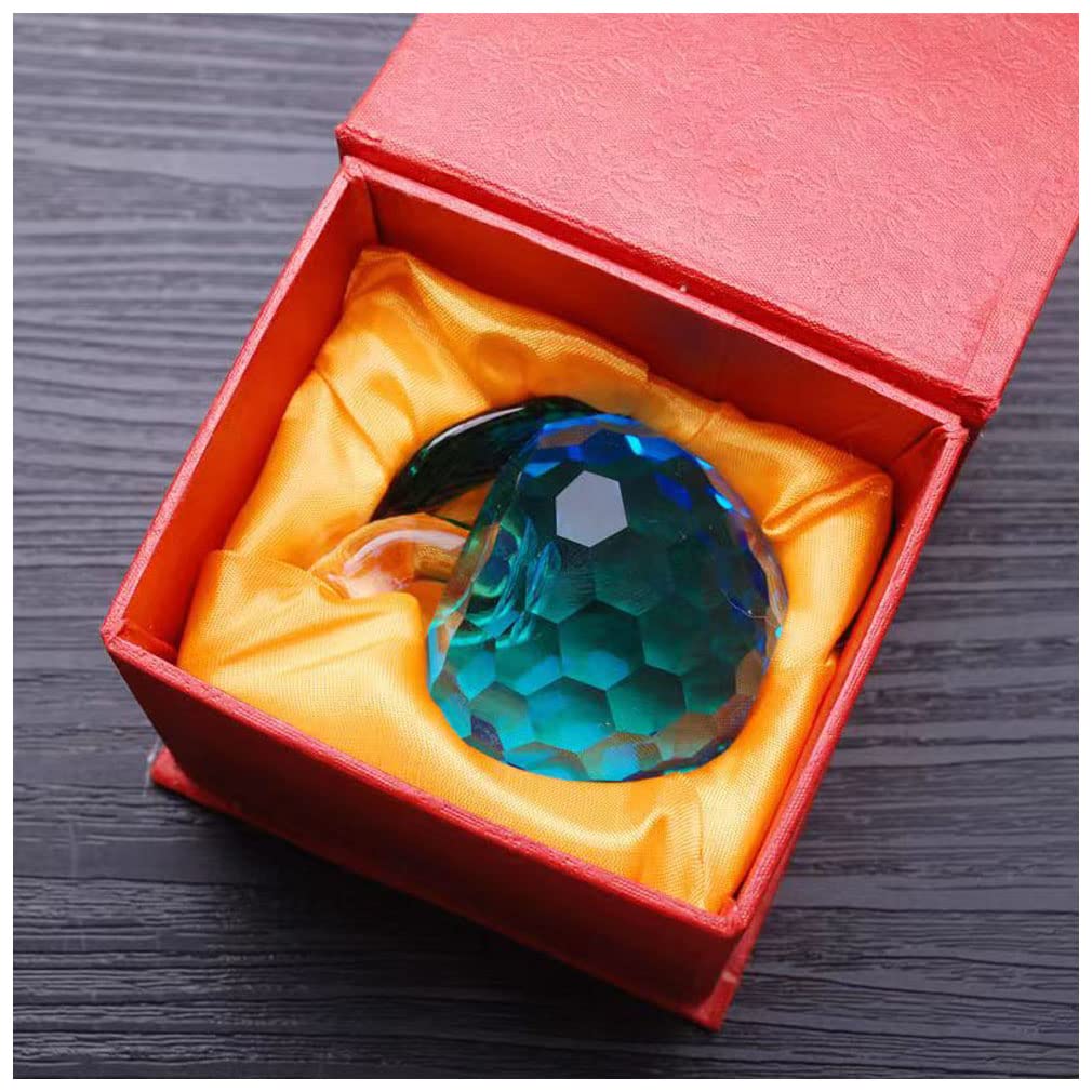 Crystal Glass Apple Figurine, Feng Shui Item, Interior Object, Suncatcher, Good Luck Item, Gift (Purple and Blue)
