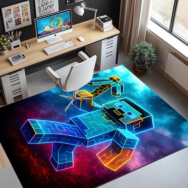 Gamer Pattern Rug, Indoor/Outdoor Mat, for Picnic, Gameroom, Bedroom, Office, Living Room, Home Decor Carpet, Birthday Gift