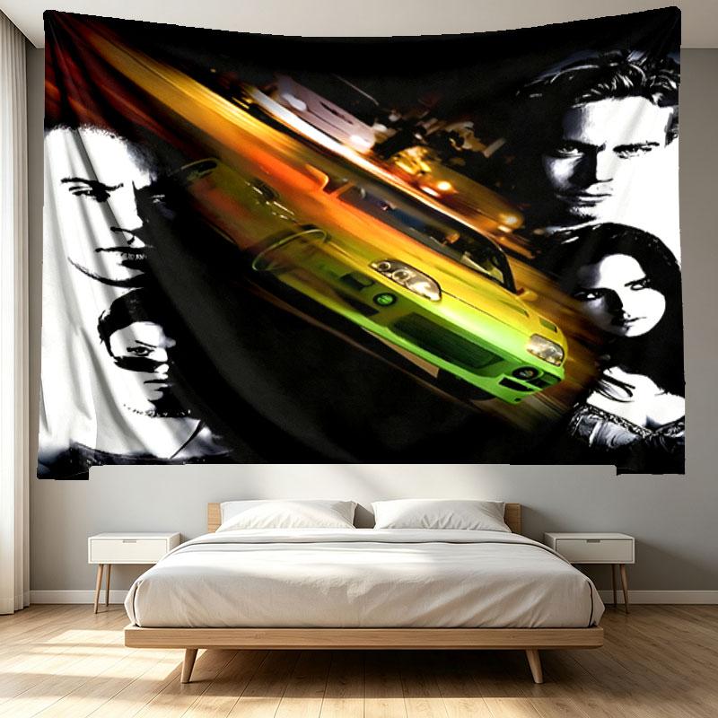 Fast & Furious Print Tapestry - Portable Wall Decor Cloth, for Home, Dorm, Travel, Bedroom, Living Room - Ideal Birthday Housewarming Gift