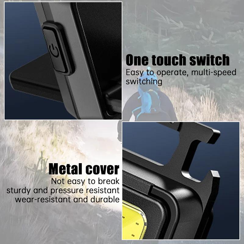 USB Rechargeable LED COB Work Lights Mini LED Handheld Flashlights Waterproof Keychain Emergency Lantern For Outdoor Camping