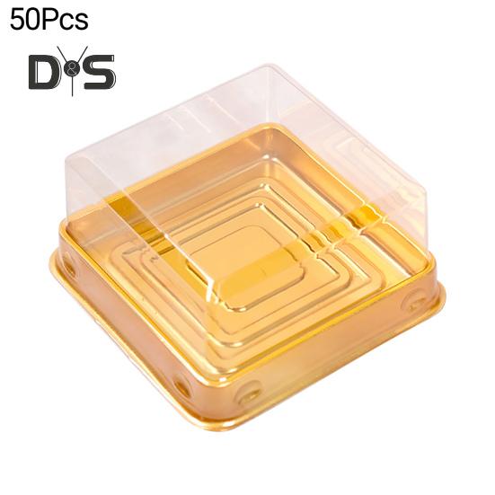 50Pcs 100g Moon Cake Box Square Shaped Multipurpose Plastic Egg Yolk Pastry Box for Festival