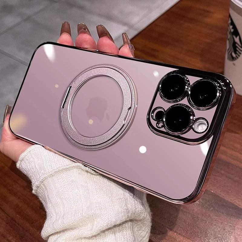 Применимо к iPhone17 супермагнитный чехол для мобильного телефона Apple 16 proma гальваническое покрытие вращающаяся подставка высокая прозрачность защитный чехол