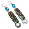 Ruby Zosite, Blue Topaz Lab-Created 925 Sterling Silver Earring 4.02" A5u59