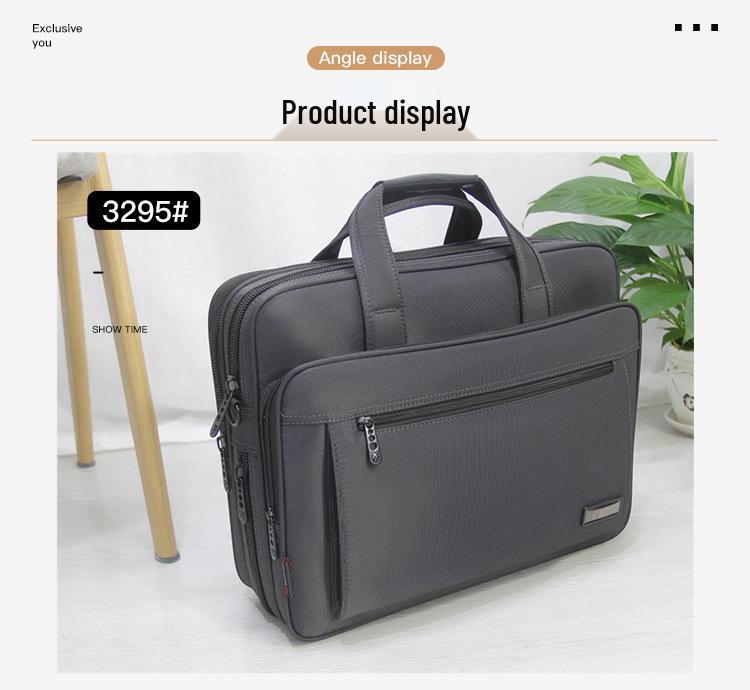 Мужской деловой портфель большой вместимости: Износостойкая компьютерная сумка через плечо из ткани Оксфорд