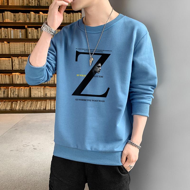 Весенний новый свитер мужской свободный повседневный топ с принтом пуловер мужская молодежная футболка с длинным рукавом мужская одежда