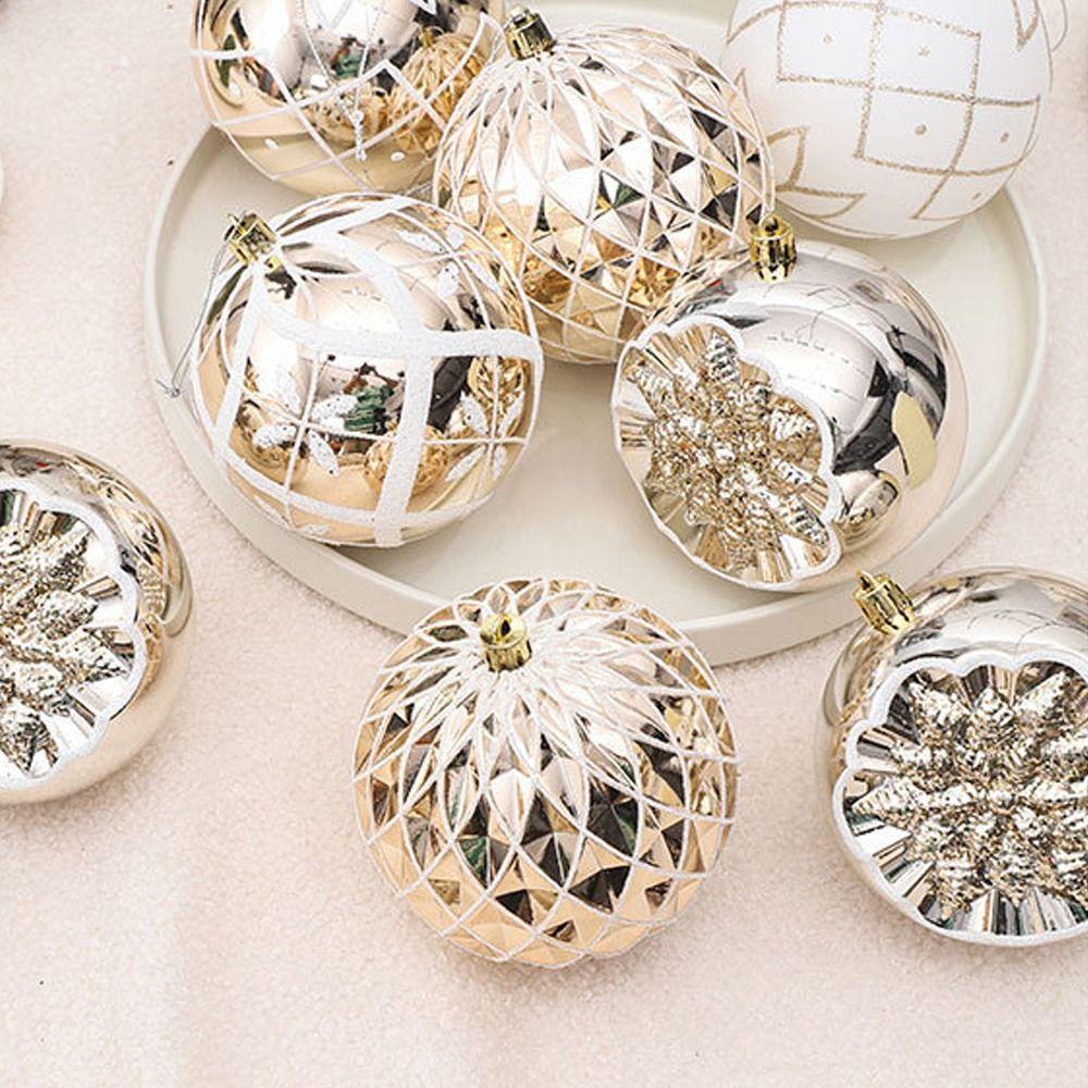 9pcs 10cm Painted Christmas Balls Set Plastic DIY Electroplated Hanging Balls Elegant Cartoon Merry Christmas Decor