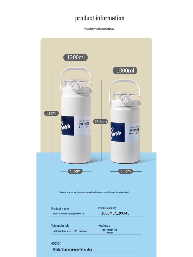 Изолированная чашка-соломинка из нержавеющей стали 316 - Большая вместимость, портативная для студентов