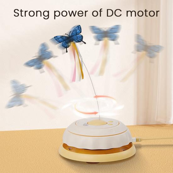 3-in-1 Hide And Seek Cat Toy Interactive Automatic Play Toy with Butterfly Wand And Moving Concealed Feather Kitten Exercise Hunting Game for Indoor