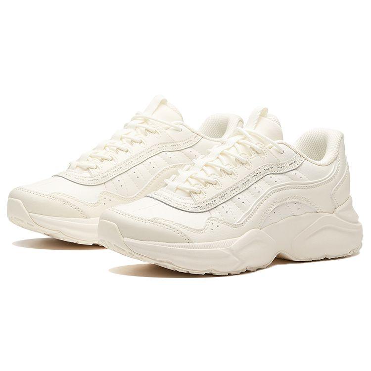 Anta Синтетическая кожа Минималистичные амортизирующие нескользящие прочные низкие кроссовки для тренировок женские кроссовки цвета слоновой кости и белого 122017772-3