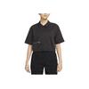 Nike Спортивная одежда Dri-FIT Tech Pack Однотонная тканая рубашка с короткими рукавами на молнии Женские топы Черный DV8241-010
