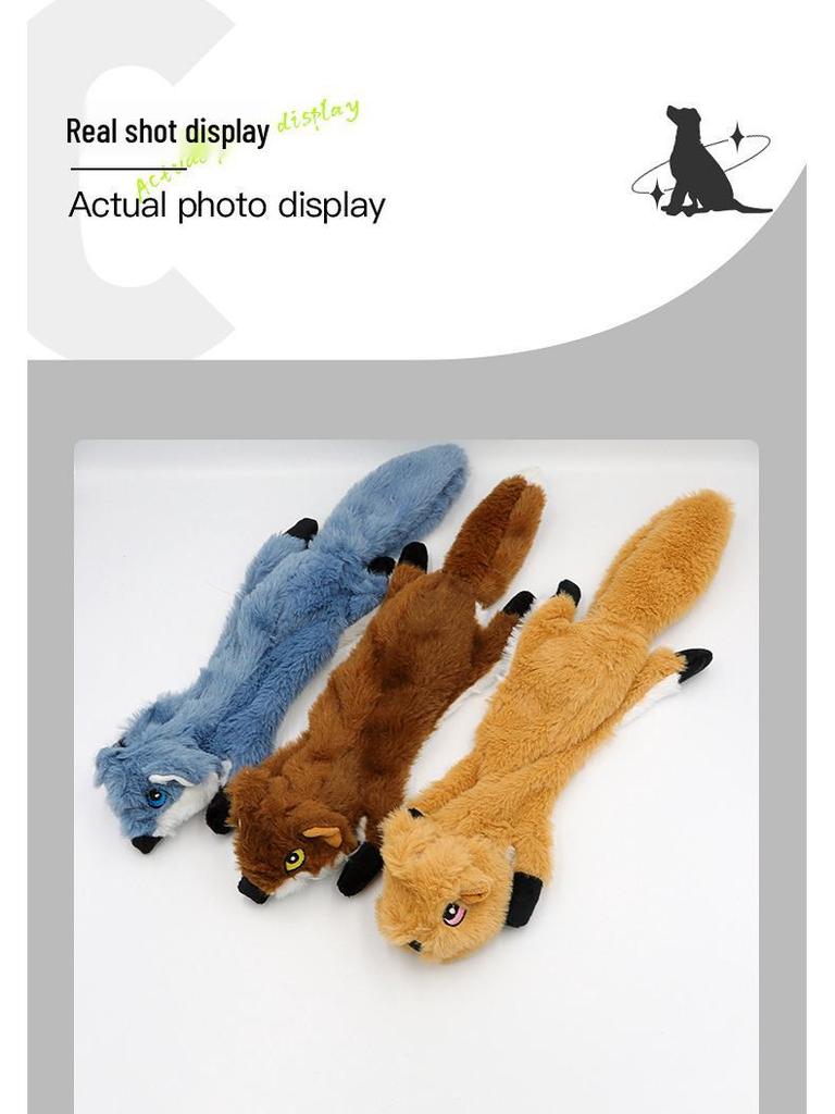 Plush Leather Squirrel Dog Toy with Sound for Teething and Self-Play