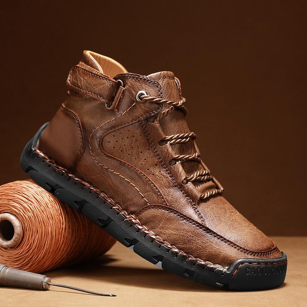 Men's Ankle Boots Handmade Plush Shoes Casual Shoes Autumn and Winter Plus Size 39-48