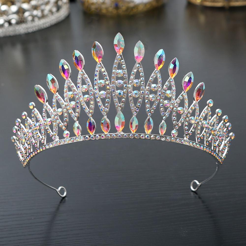 1pc Exquisite Luxury Crystal Tiara Crowns Rhinestone Prom Diadem Crown Tiara Women Bridal Wedding Hair Accessories Zircon Crown