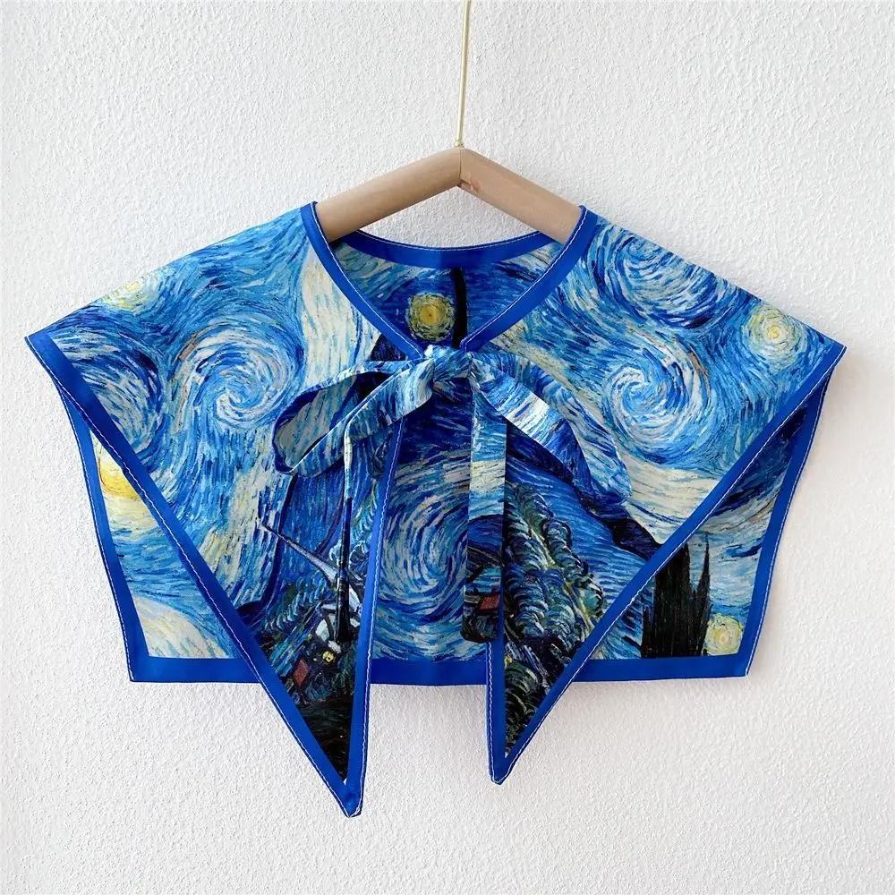 Women Shirt Detachable Fake Collar Ladies Floral Pattern False Fake Collar Vintage Half Shirt Necklace Shawl Shoulder Wraps