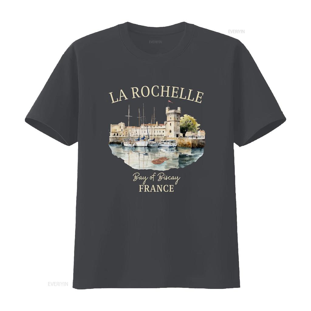 Футболка La Rochelle Мягкая Одежда для Отпуска во Франции Сувенир винтажная Стиранная Универсальный Топ для Повседневной Носки Эластичный Дышащий