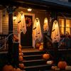 Halloween Hanging Ghost Decorations Scary Decor, Spooky Bat Print Decor for Porch Lighted Ghosts Tree, Glow-in-the-Dark Outdoor Decoration Front Door
