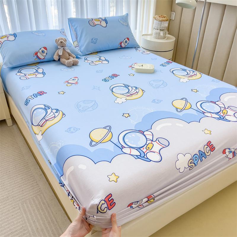 Pure Cotton Bedsheets Skin-friendly Fitted Sheet Cartoon Style Bed Linen Queen Size Bed Cover sabanas (Pillowcase Need Order)