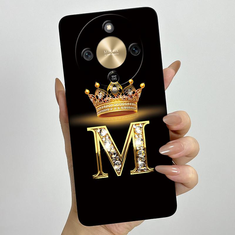 Чехол для Honor Magic 8 Lite Корона Первая Буква Мягкий Жидкий Силикон Ударопрочный Чехол Coque для Honor Magic8 Lite 5G Чехол Funda
