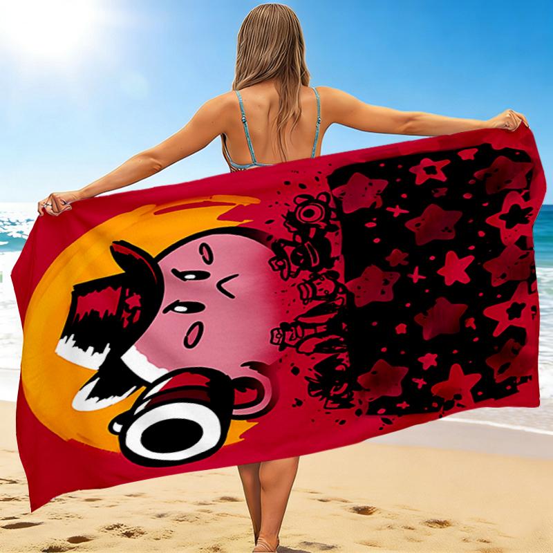 1Pc Cowboy Kirby Adventure Beach Towel, Quick Dry, Multi-Use for Beach Pool Gym Yoga Home Travel, Christmas, Halloween, Xmas Gift M92919