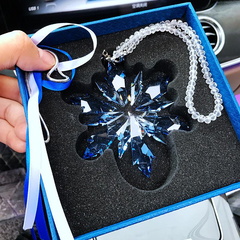Goddess Style Crystal Snowflake Car Mirror Pendant - High-End Interior Ornament