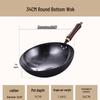 Traditional Forged Cast Iron Wok with Wooden Lid