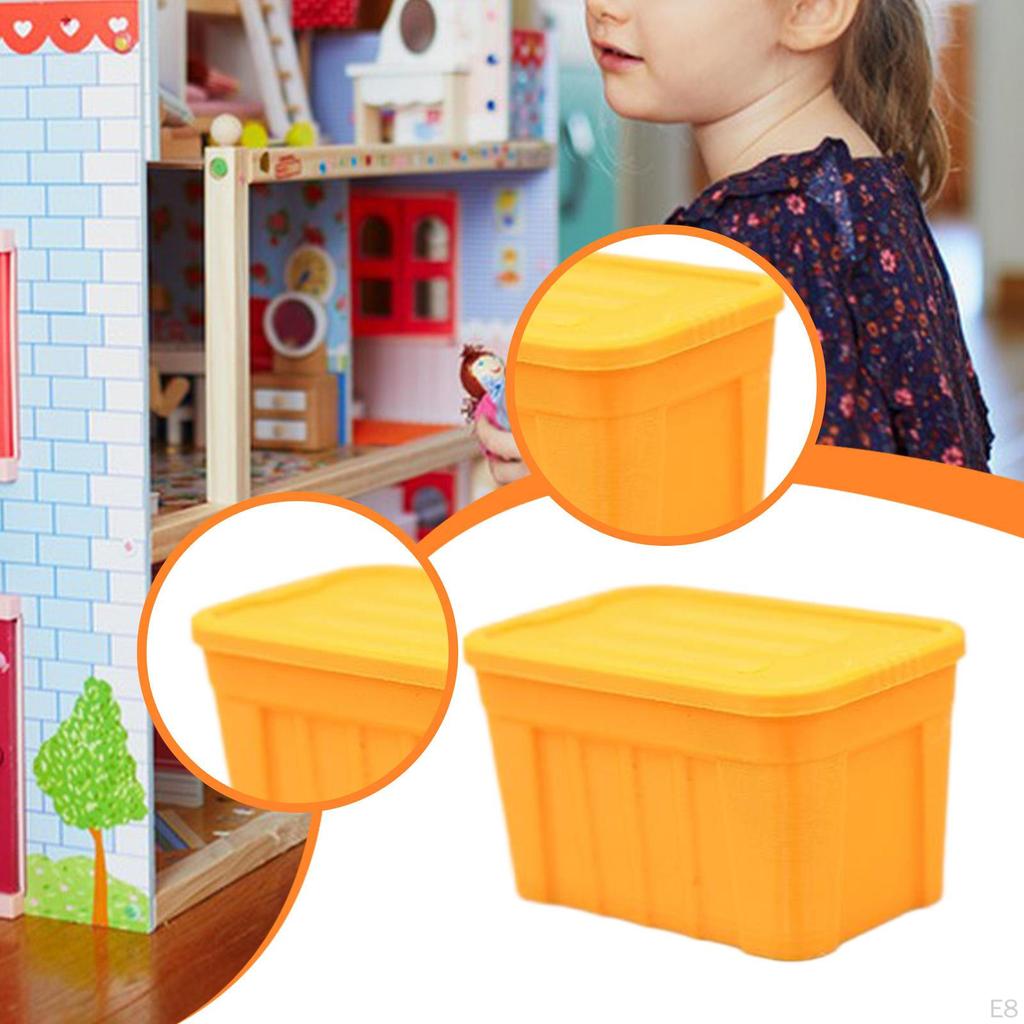 1/12 Miniature Storage Box with Lid Craft Diorama Scenery Ornament, Mini Organizer for DIY