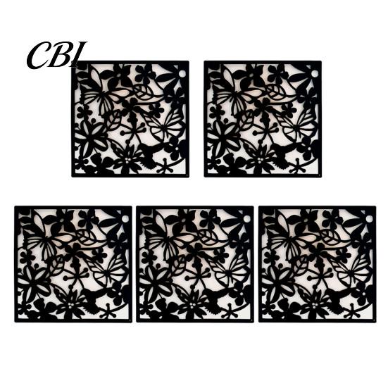 Living Room Decor Panel 5Pcs Hanging Divider Panel, Hollow Flower Butterfly Bird Wall Screen, Hummingbird Square Decorative Partition for Home Office