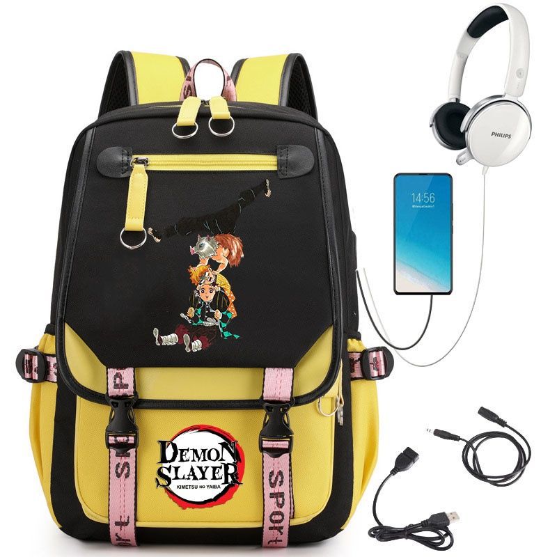 Рюкзак с тематикой аниме Клинок, рассекающий демонов, стильный студенческий рюкзак в стиле аниме 0084