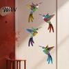 2D Acrylic Bird Art 4 Pcs Hummingbird Wall Colorful Garden Birds Sculpture Outdoor Fence Nature-inspired Decoration Hanging Ornaments for Yard Living