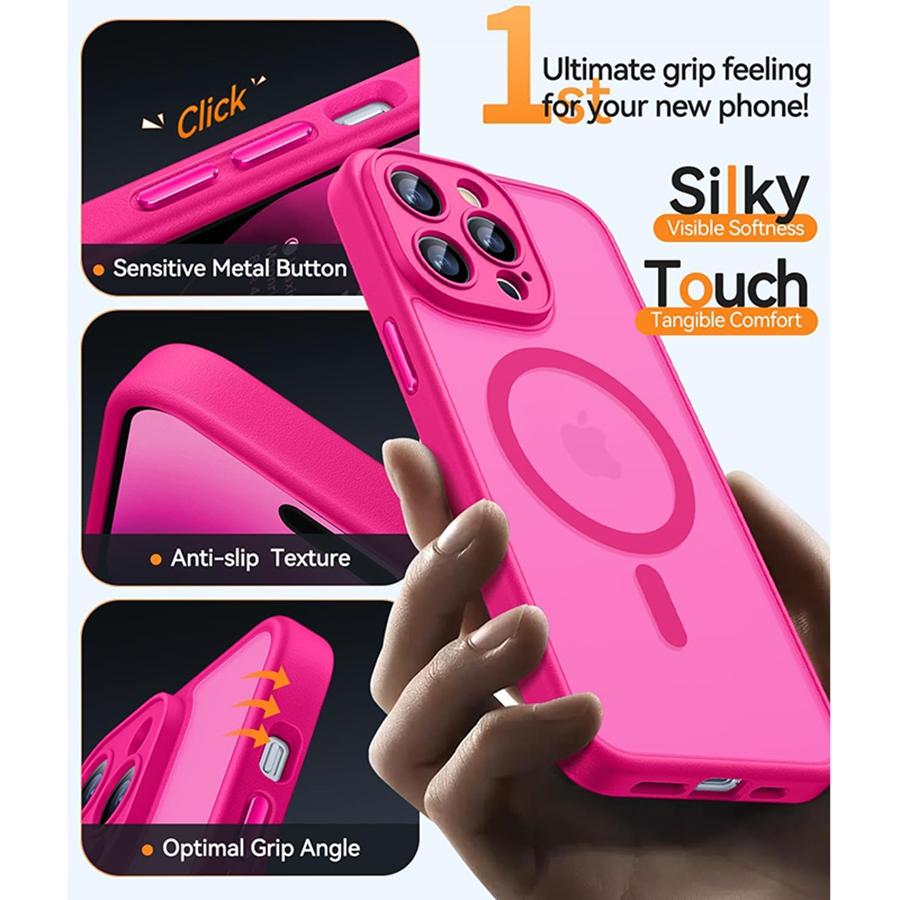 Полупрозрачный матовый улучшенный магнитный чехол для iPhone 16 15 14 13 12 11 Pro Max, совместимый с противоударным защитным чехлом для телефона Magsafe