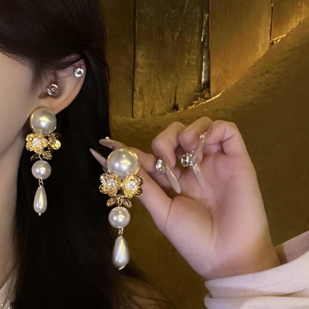 Французские серьги-кисточки с геометрическими жемчужинами из серебряной иглы - Роскошные модные серьги с высококлассным дизайном