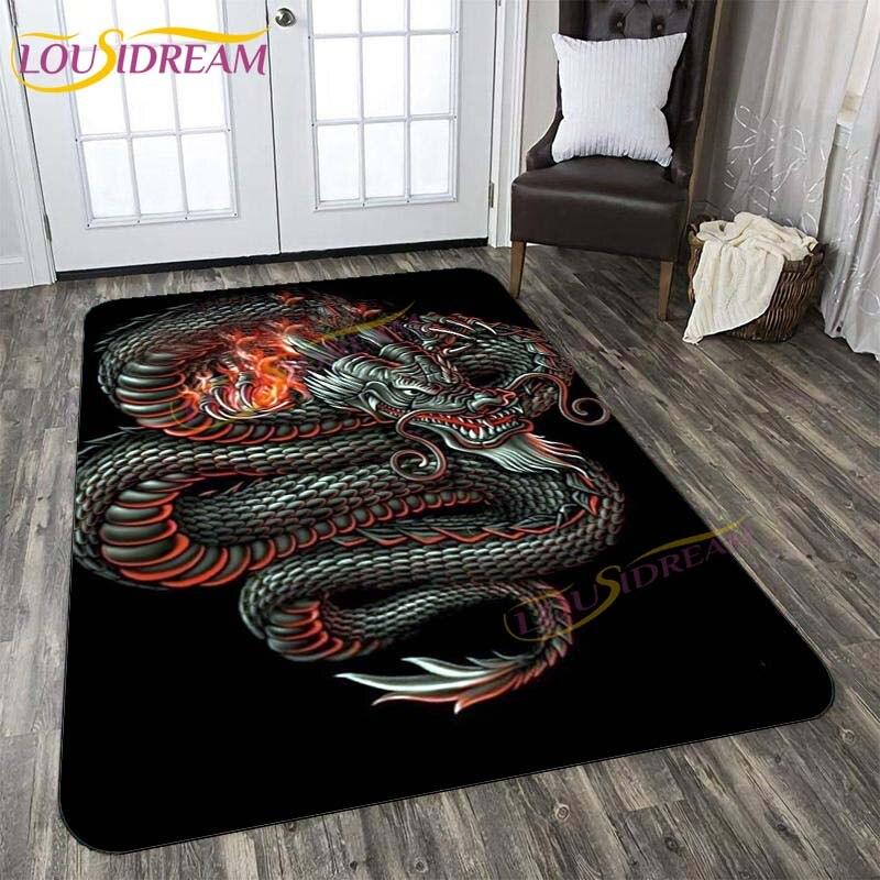 3D New Flaming Rose Floor Mat Area Rugs Rose and Skull Printed Rug and Carpets for Bedroom Home Living Room Valentine's Day Gift