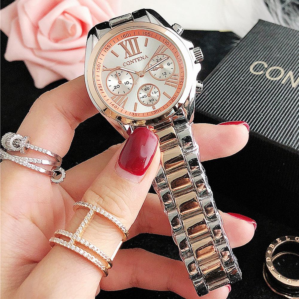New Luxury Brand CONTENA Quartz Watch European Fashion Watch Women Reloj Mujer Casual Stainless Steel Ladies Clock MK11