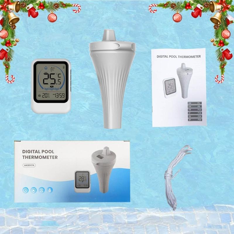 Multiple Sensors Water Temperature Monitor Floating Probes Digital Display High Low Record for Pools Hot Tubs & Fish Tanks