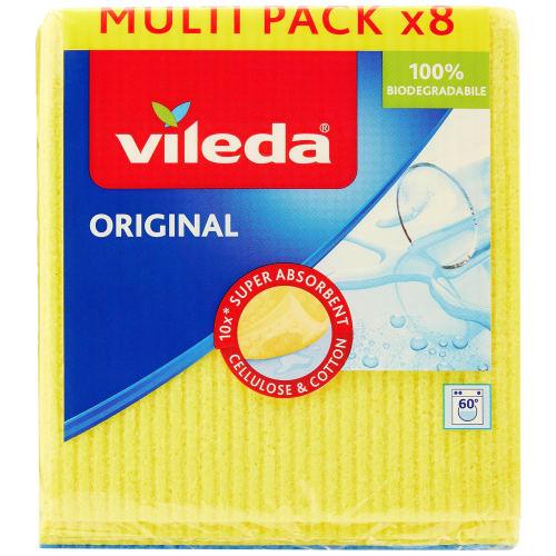 Vileda Sponge Cloths - Extra High Suction - 8 Pack (Assorted Colors)