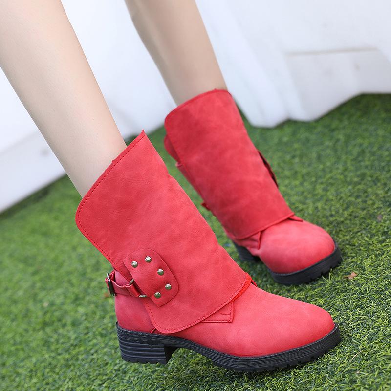 2024 долларов зимой голова высоко с толстым с внешней торговлей отбортовка пряжка ремня два носить короткие сапоги сапоги больших ярдов yujk