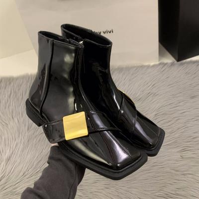 Модные женские зимние ботильоны модные квадратные носки на среднем каблуке кожаные туфли зимние брендовые тенденции 2025 года новые дизайнерские туфли-лодочки челси botas mujer