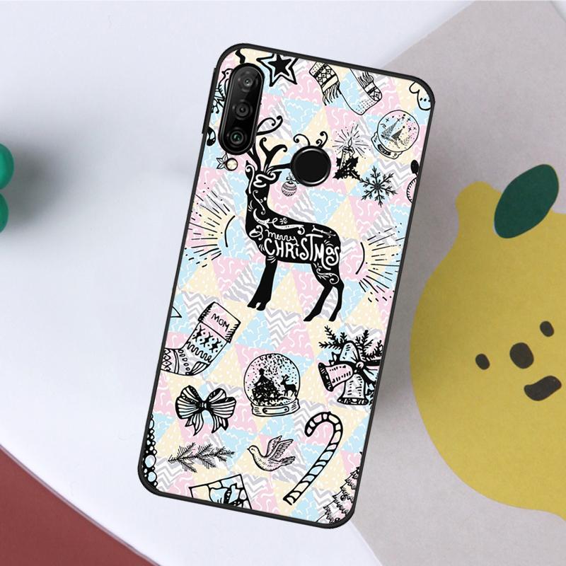 Christmas Santas seamless Deer For Huawei Nova Y60 Y70 Y90 Y61 9 10 SE Nova 8i 3i 11i 5T P50 P60 Pro P20 P40 P30 Lite Case