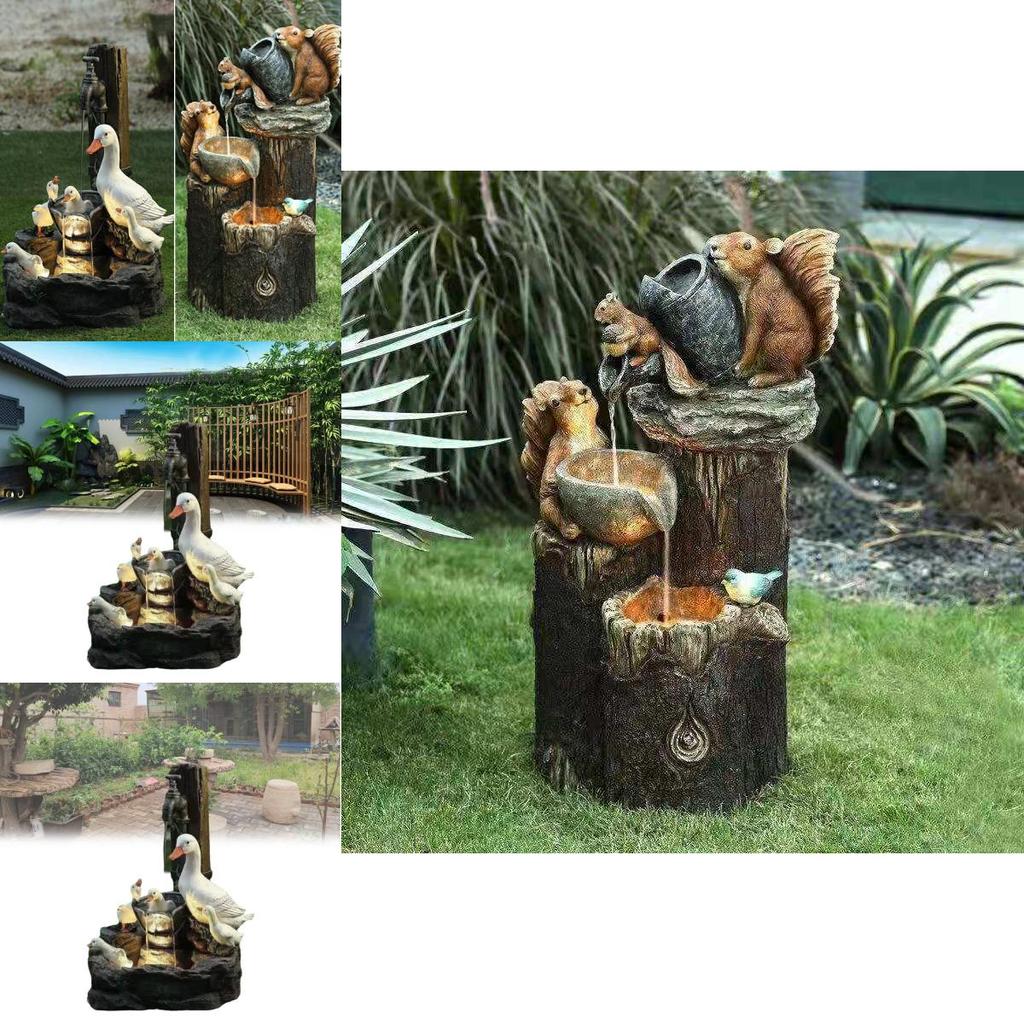 Причудливое солнечное украшение для сада в виде белки и утки из смолы. Идеально подходит для подарков и декора.