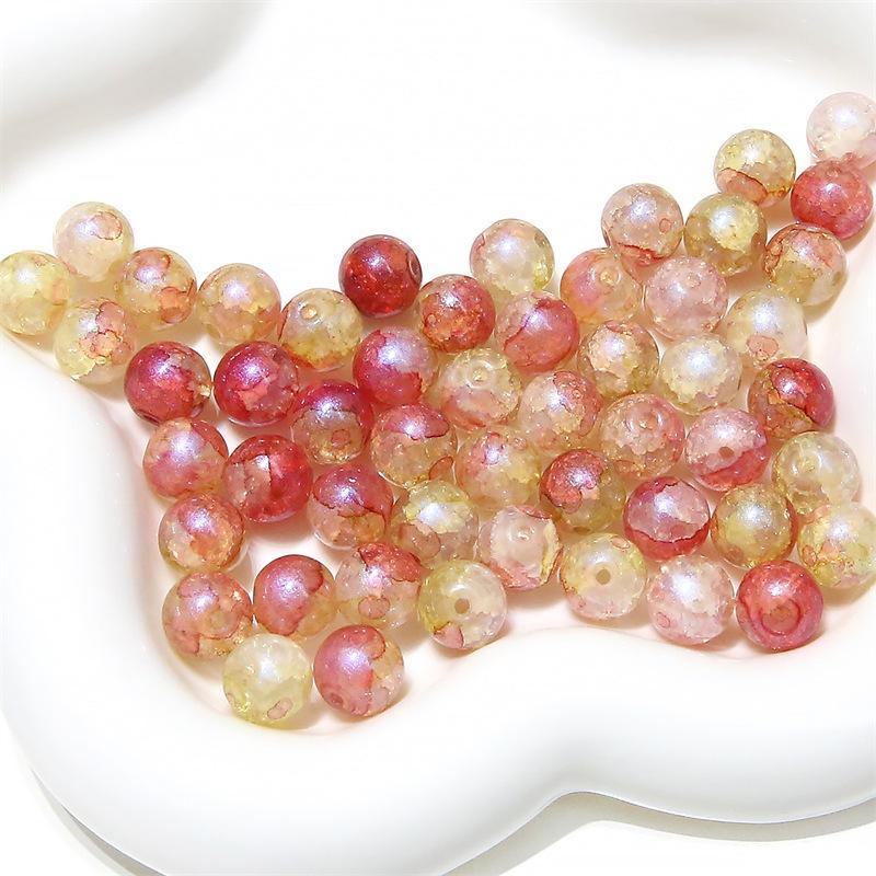 Комплект браслетов из бисера Summer Jelly Gold Glitter: Двойные стеклянные круглые бусины и полусахарные пузырчатые бусины