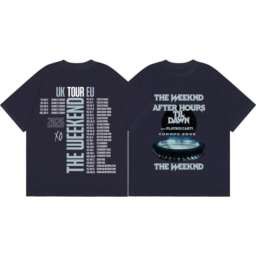 The Weeknd After Hours Til Dawn Tour 2026 Merch T Shirt Fashion Hip Hop Short Sleeve Clothes Men Women Casual Cotton Y2k T-shirt