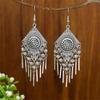 Длинные серьги с бахромой в богемном стиле, винтажные серьги-капельки из сплава, идеально подходят для женщин, повседневного декора и вечеринок