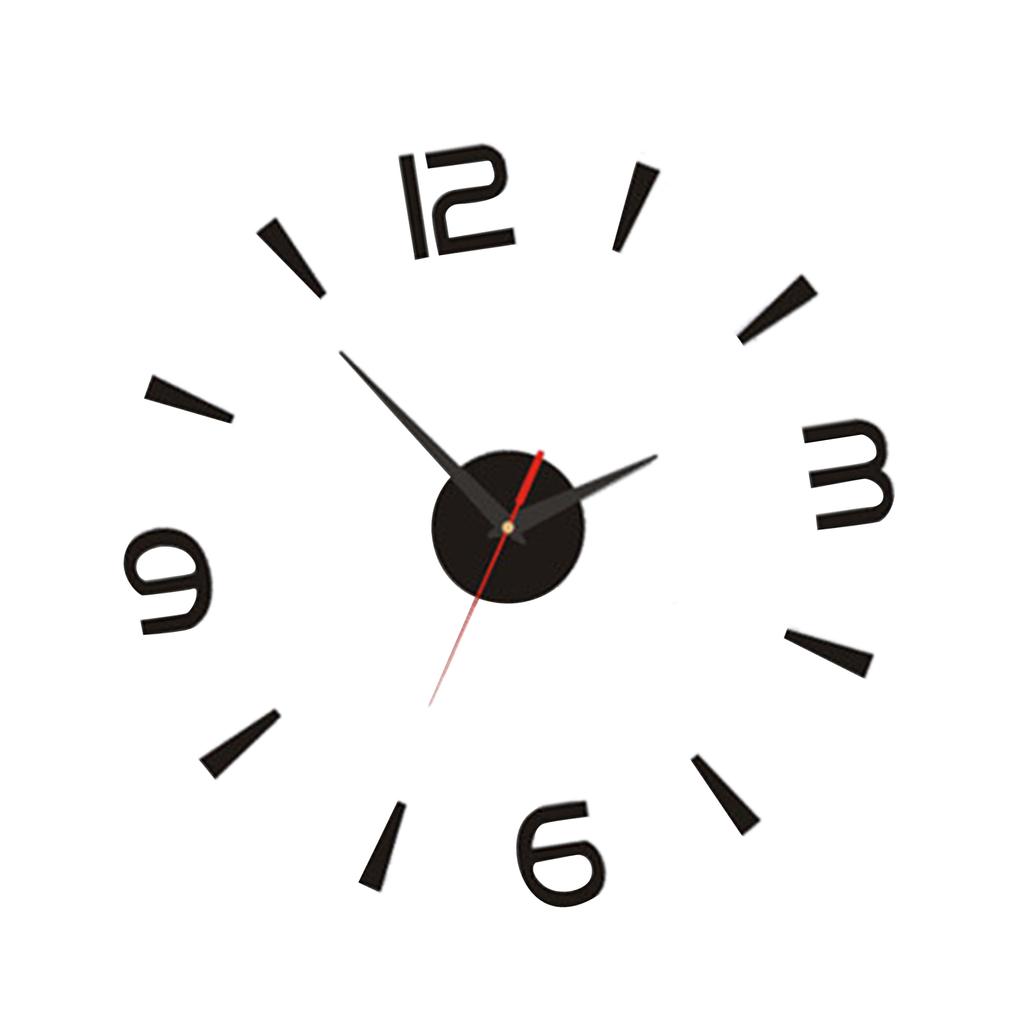 DIY Wall Clock 40cm Small Black Modern Simple European Style Silent Acrylic Frameless DIY 3D Wall Clock