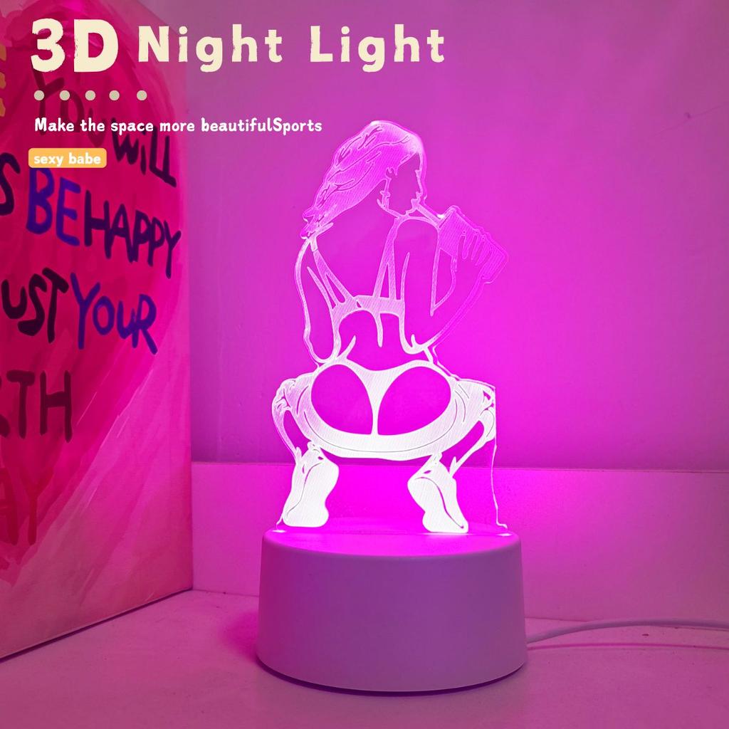 Розовый сексуальный девушка 3D светодиодный ночник, питание от USB, украшение для спальни, прикроватной тумбочки, рабочего стола, подарок на день рождения, праздник