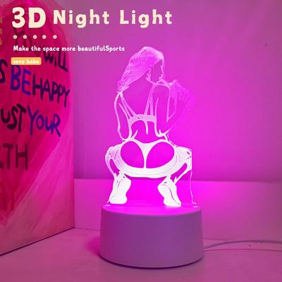 Розовый сексуальный девушка 3D светодиодный ночник, питание от USB, украшение для спальни, прикроватной тумбочки, рабочего стола, подарок на день рождения, праздник